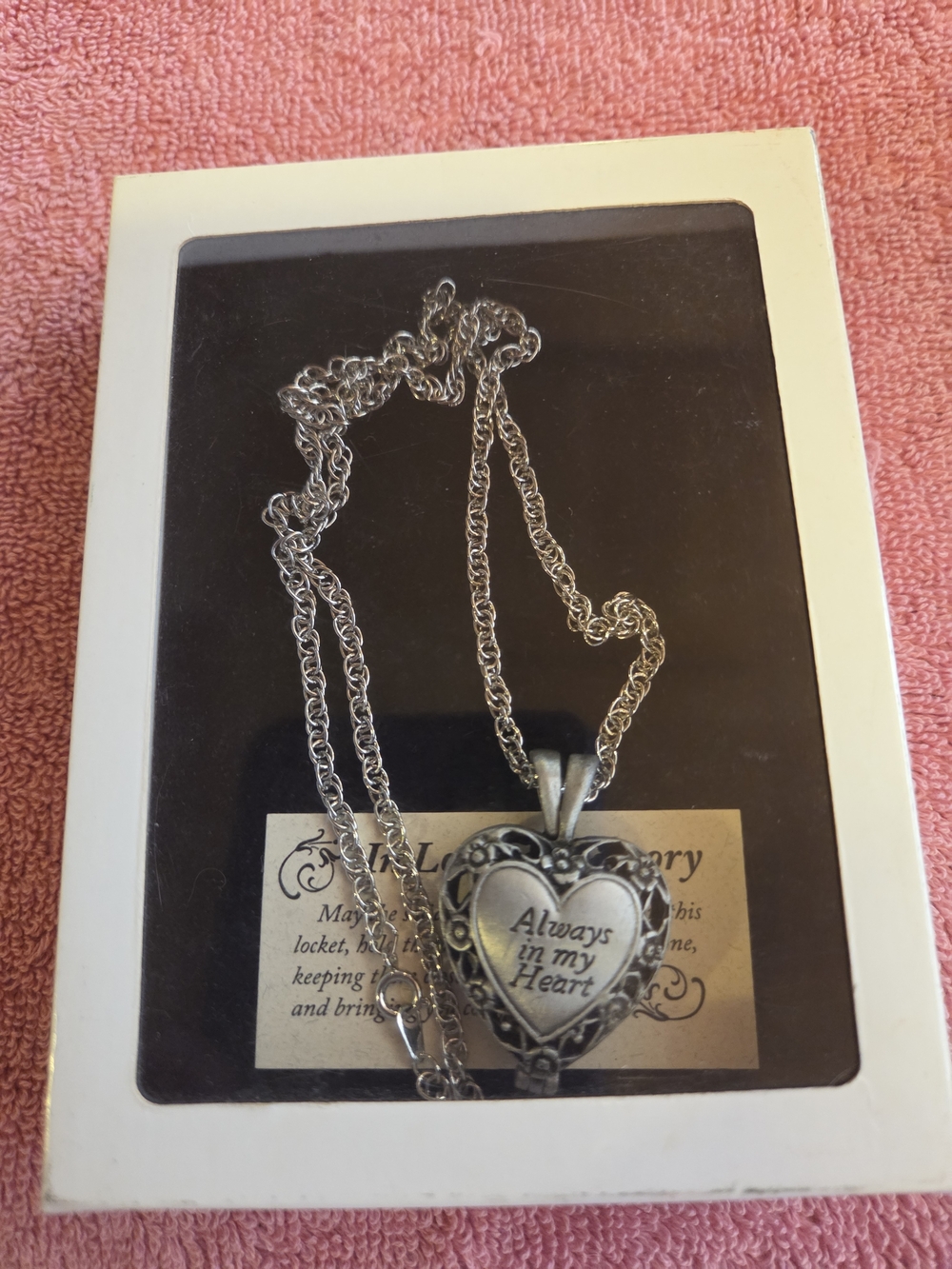 Silver Heart Pendant Necklace - "Always in My Heart"